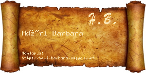 Hári Barbara névjegykártya